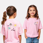 Girls Printed Oversized Cotton T-Shirt Pink Color