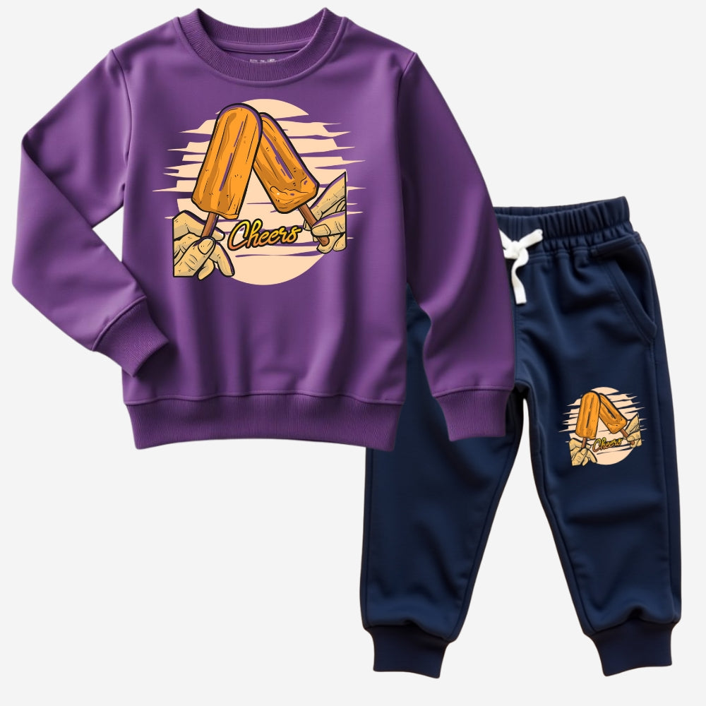 Printed Sweatshirt with Matching Track Pants