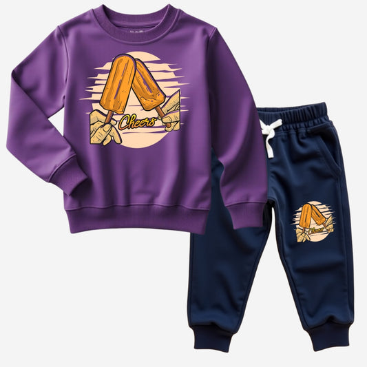 Printed Sweatshirt with Matching Track Pants