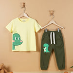 Playful Prints T-Shirt & Track Set (Yellow & Green)