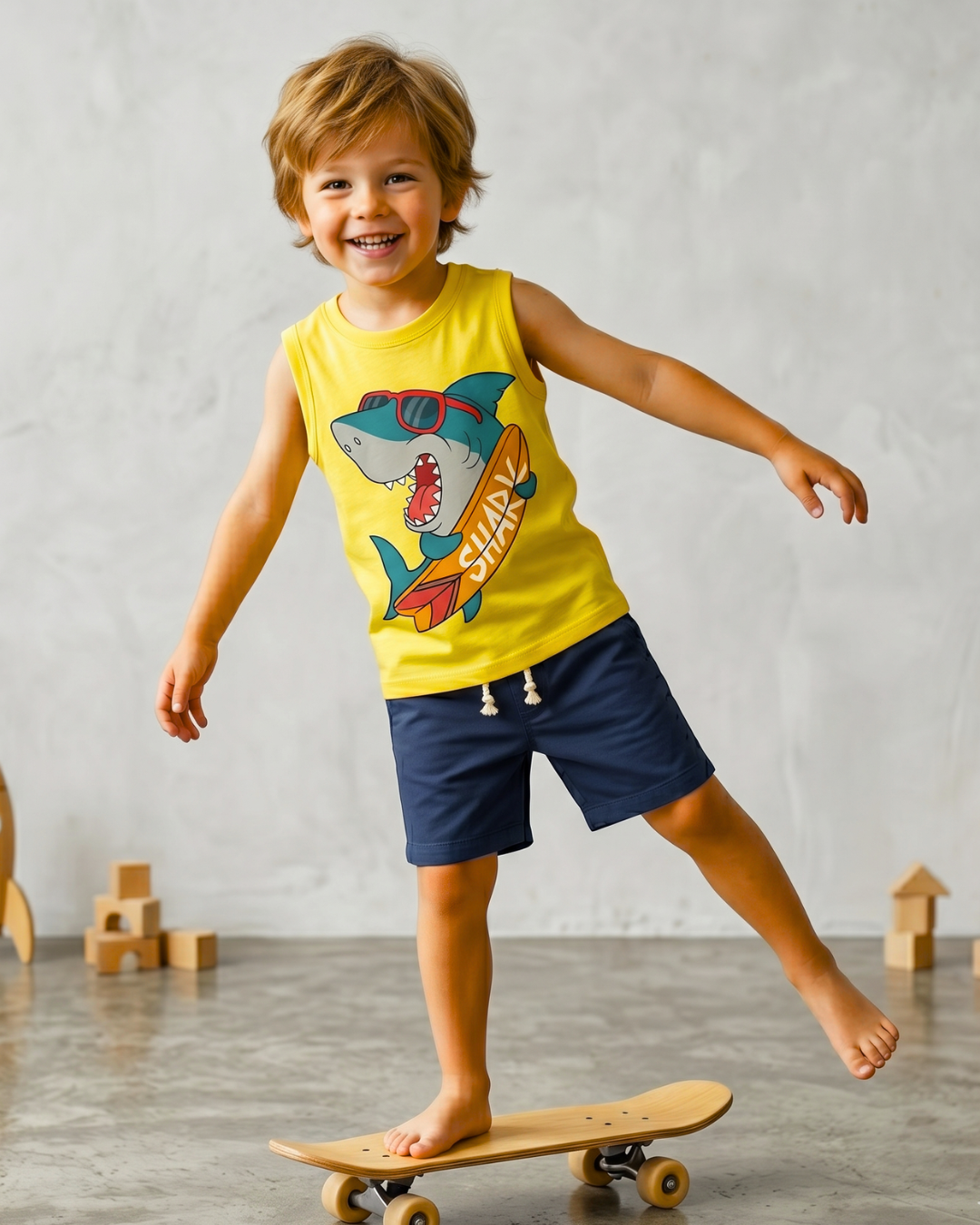 Casual Kids Sleeveless Tee With Short