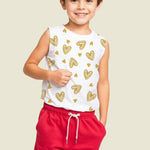 Printed Round Neck Sleeveless T-Shirt Sets