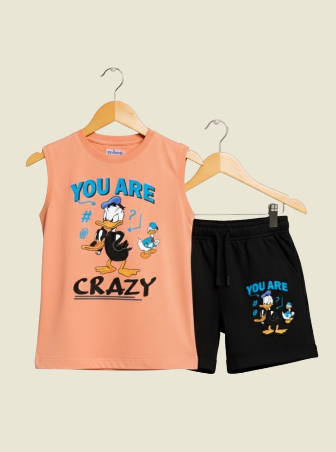 Printed Round Neck Sleeveless T-Shirt Sets