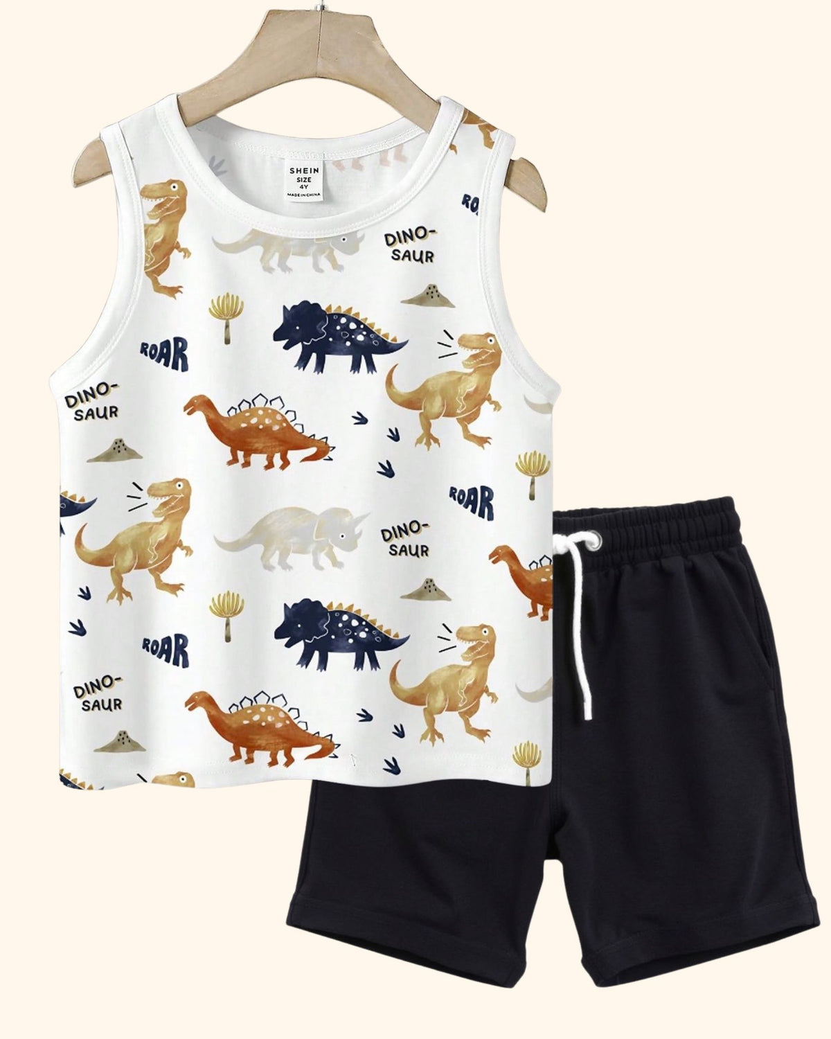 Kids Printed Sleeveless T-shirt with Shorts