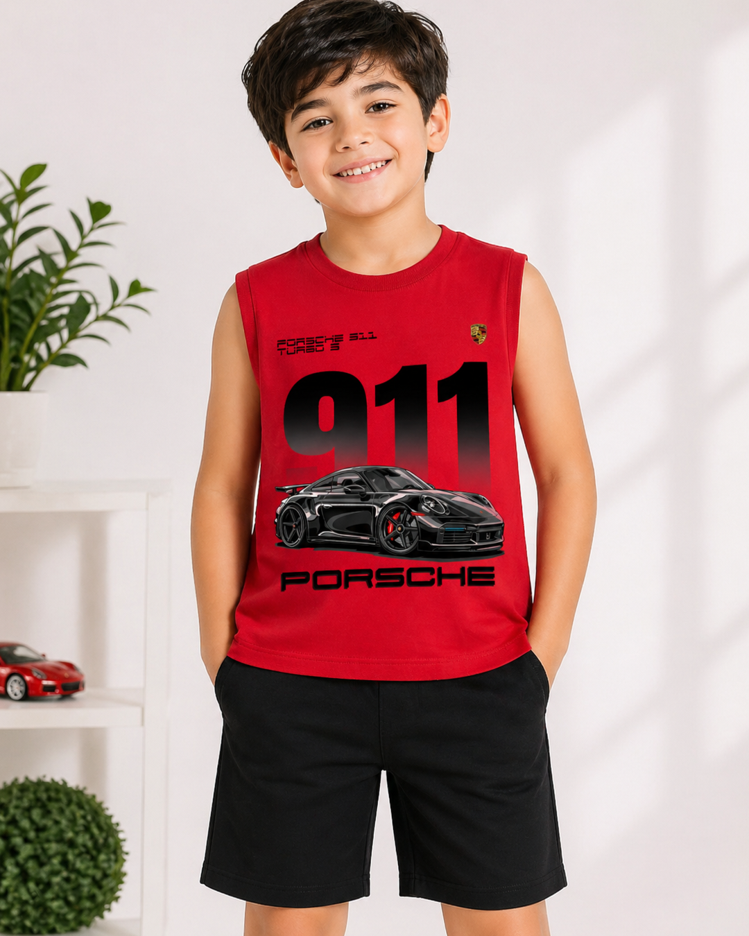 Kids Sleeveless Unisex Tshirt and Shorts Set