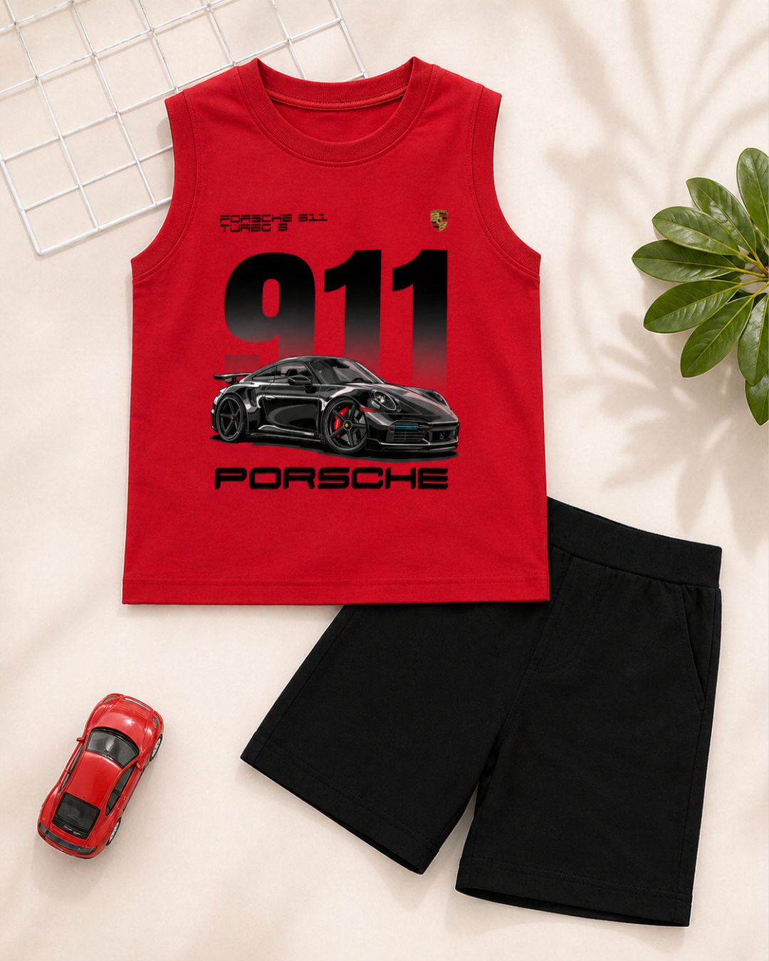 Kids Sleeveless Unisex Tshirt and Shorts Set