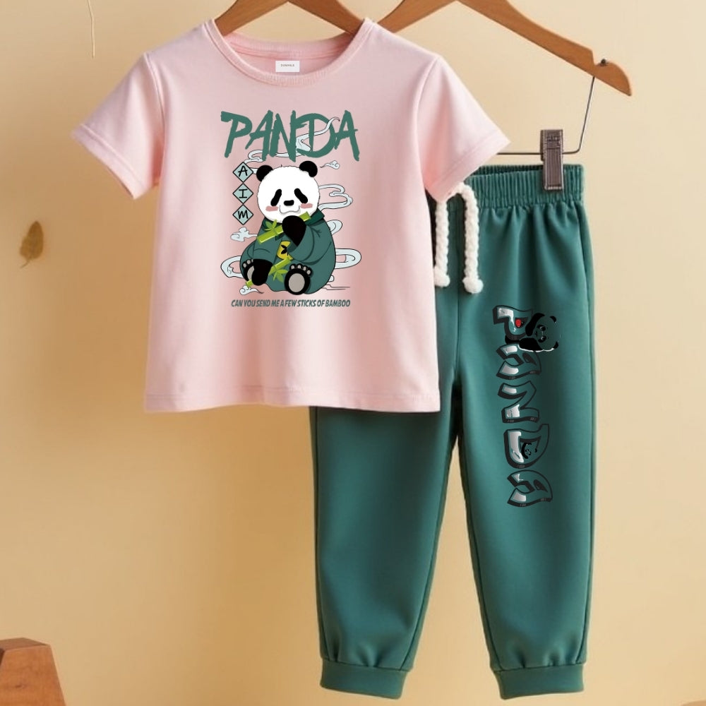 Cotton Printed T-Shirt & Track Pants for Kids