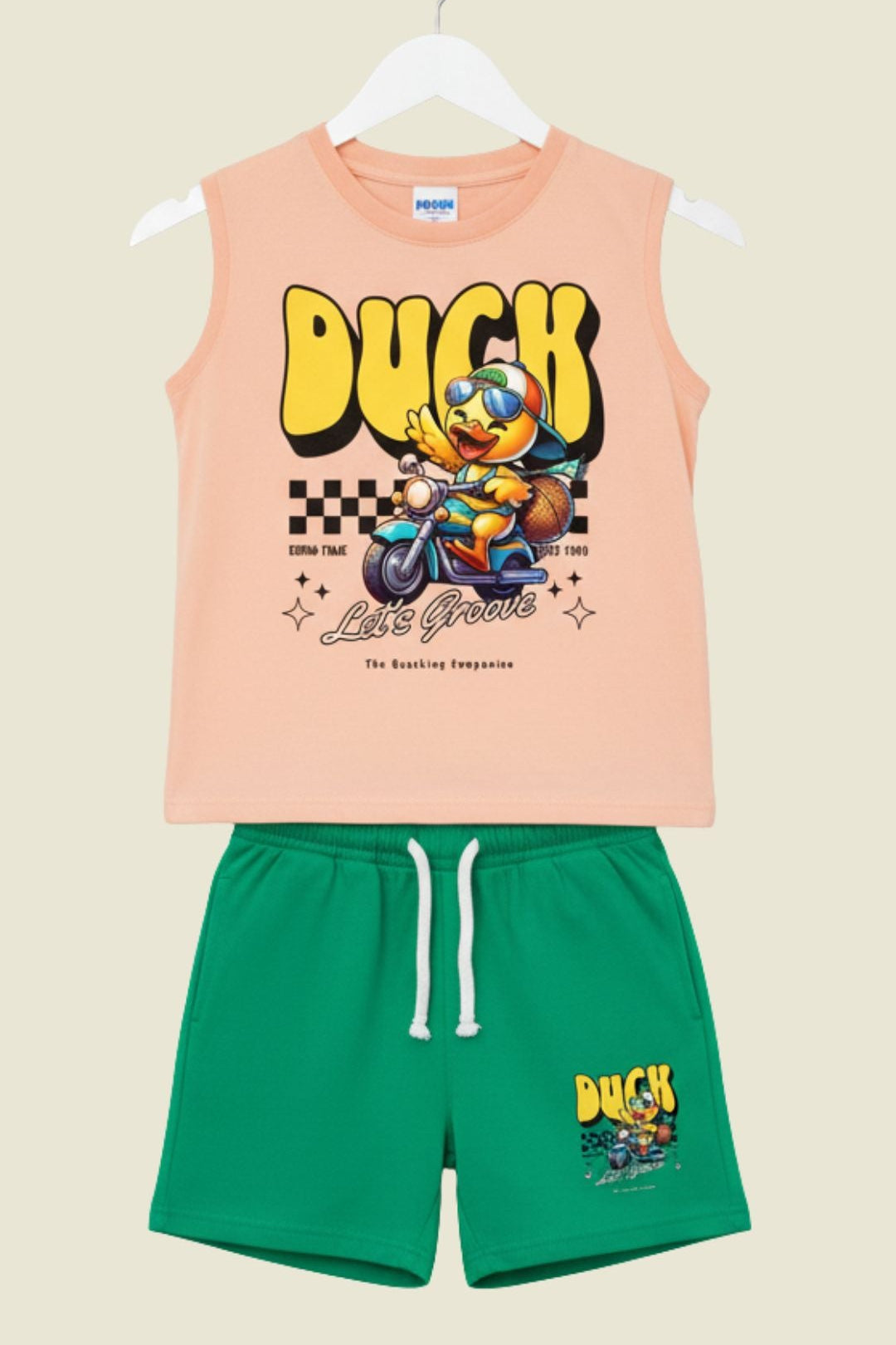 Printed Round Neck Sleeveless T-Shirt Sets