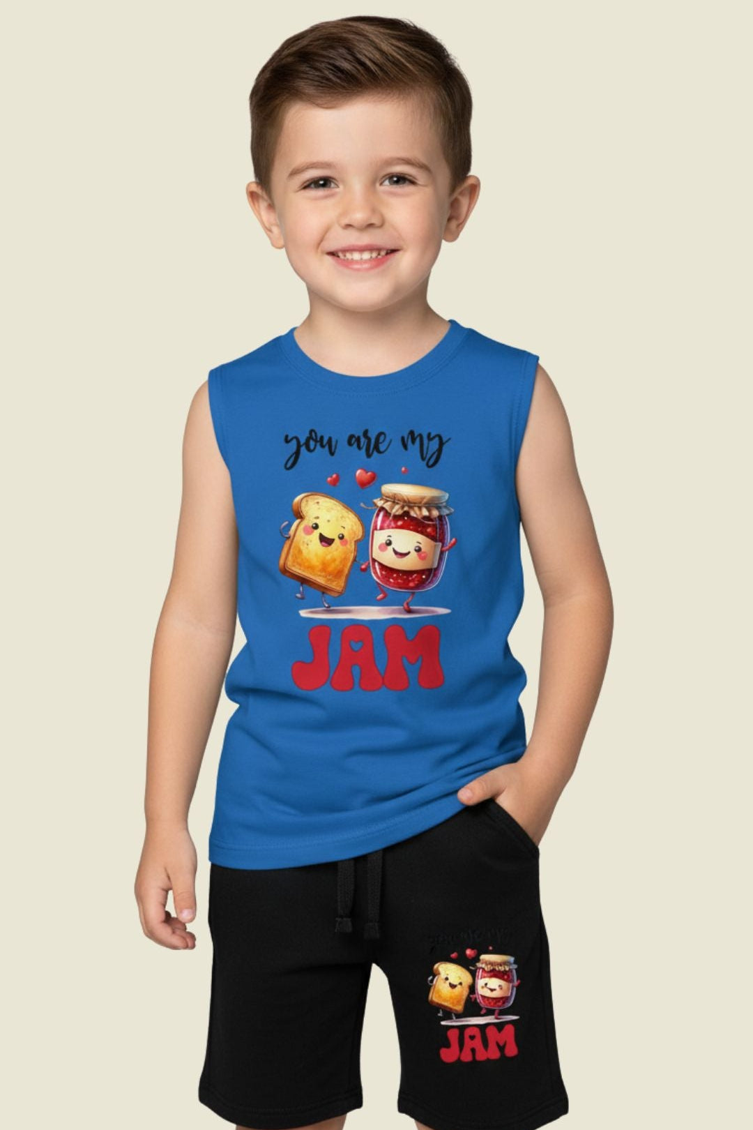 Kids Printed Sleeveless T-shirt with Shorts
