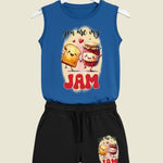 Kids Printed Sleeveless T-shirt with Shorts