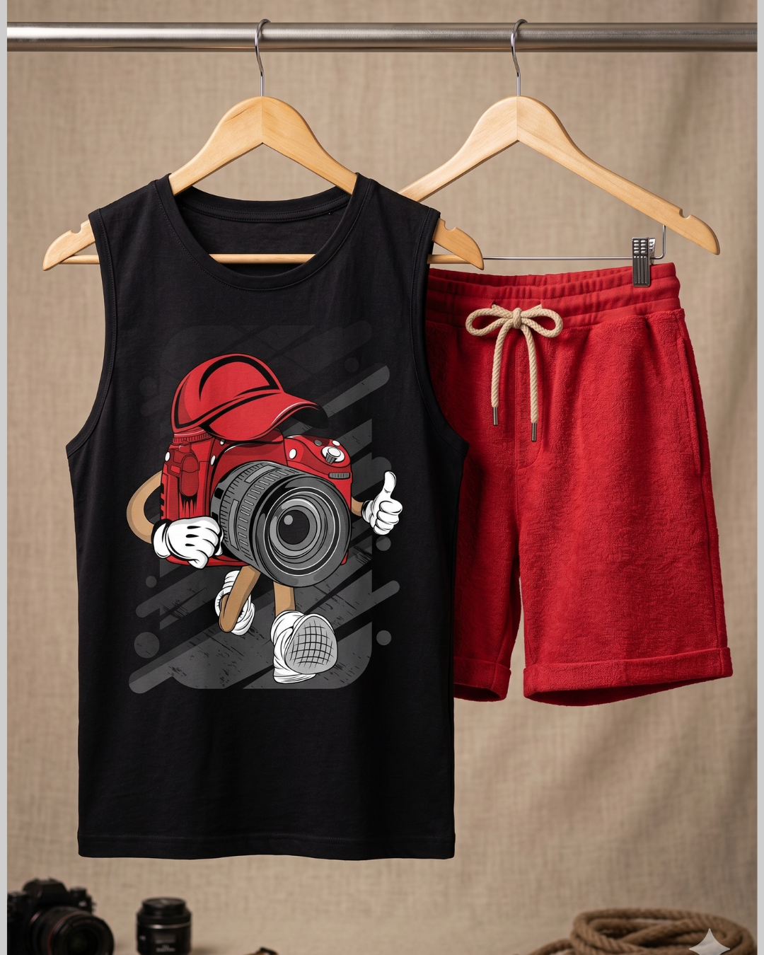 Kids Cotton Solid Sleeveless Shorts Sets