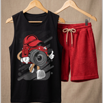 Kids Cotton Solid Sleeveless Shorts Sets