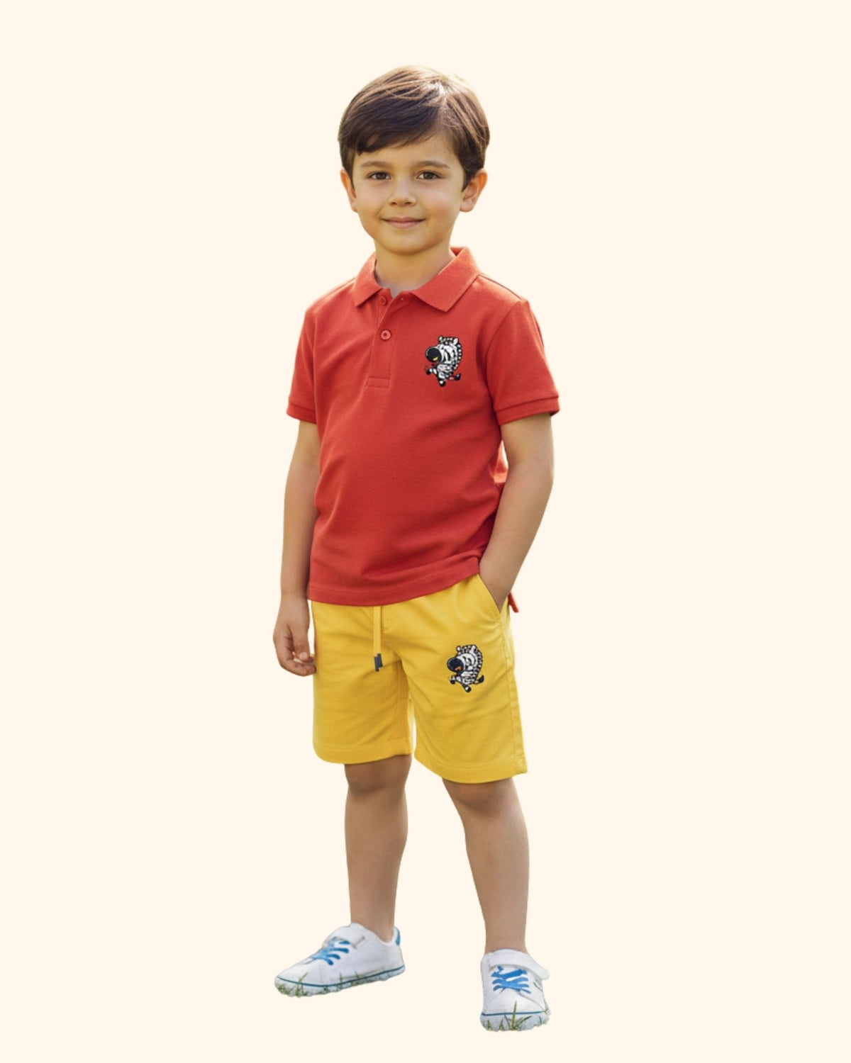 Unisex Kids Polo Tee with Shorts