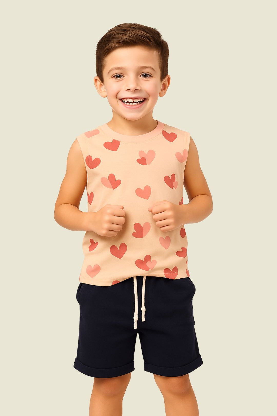 Printed Round Neck Sleeveless T-Shirt Sets