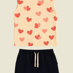 Printed Round Neck Sleeveless T-Shirt Sets