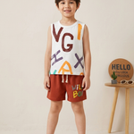 Kids Cotton Solid Sleeveless Shorts Sets