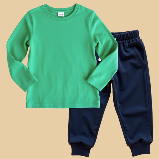 Track Style: T-Shirts-Pants (Mint Green & Navy)