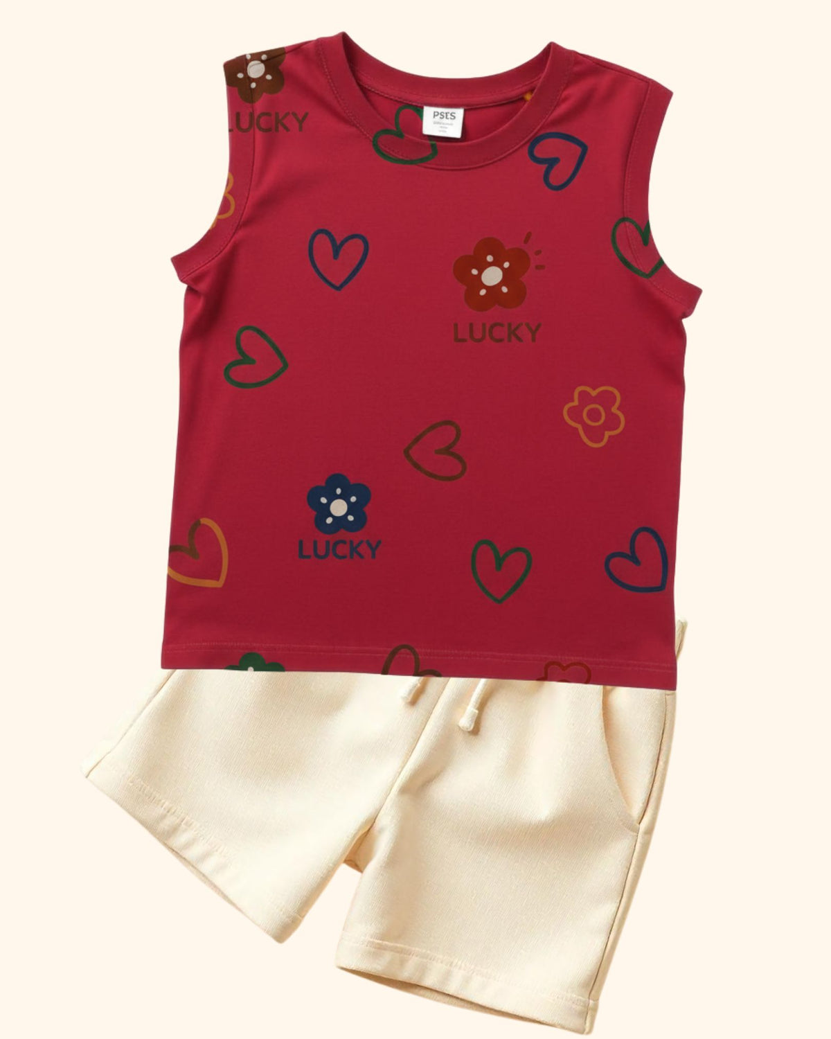 Casual Kids Sleeveless Tee With Short Set
