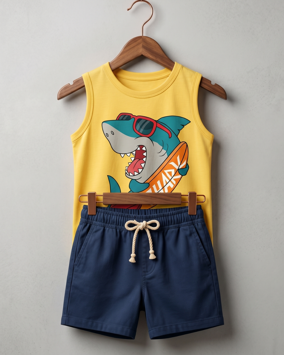 Casual Kids Sleeveless Tee With Short
