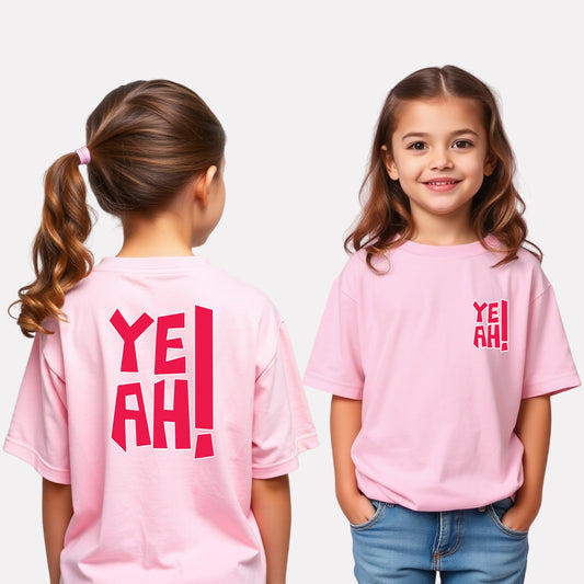 Girls Printed Oversized Cotton T-Shirt Pink Color