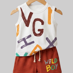 Kids Cotton Solid Sleeveless Shorts Sets