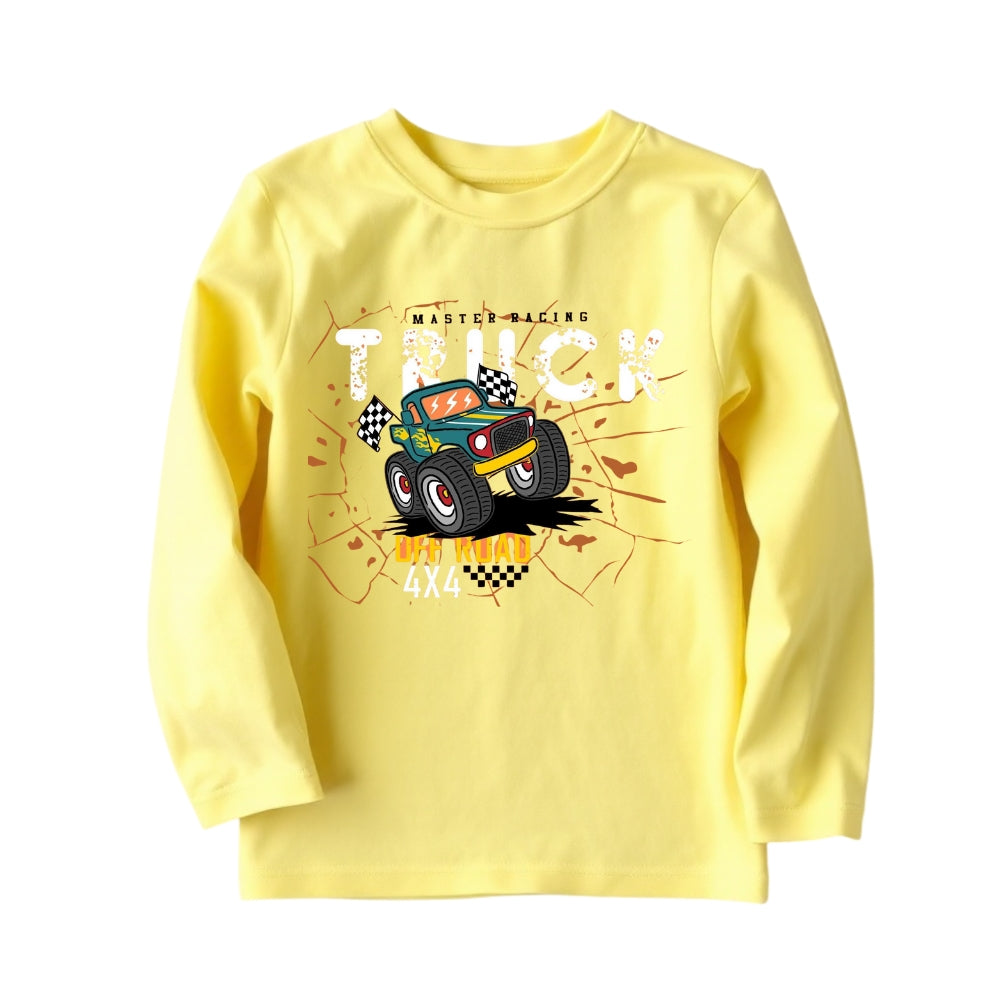 Cute Printed Tee and Shorts Set-Yellow & Navy