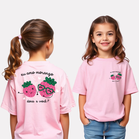 Girls Printed Oversized Cotton T-Shirt Pink Color