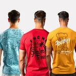 Men's 3-Pack Printed Round Neck Cotton T-Shirts