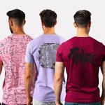 Men's 3-Pack Printed Round Neck Cotton T-Shirts