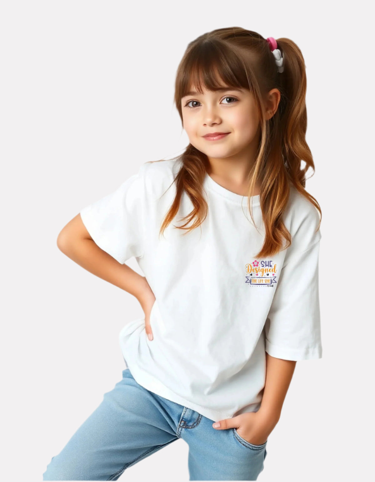 Girls Printed Extended Sleeves Oversized T-shirt