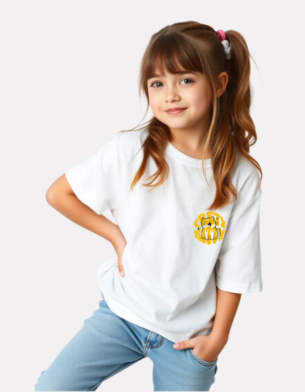 Girls Printed Extended Sleeves Oversized T-shirt