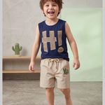 Casual Kids Sleeveless Tee With Short