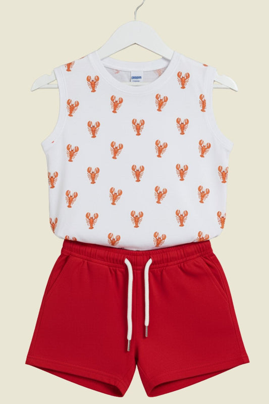 Kids Printed Sleeveless T-shirt with Shorts