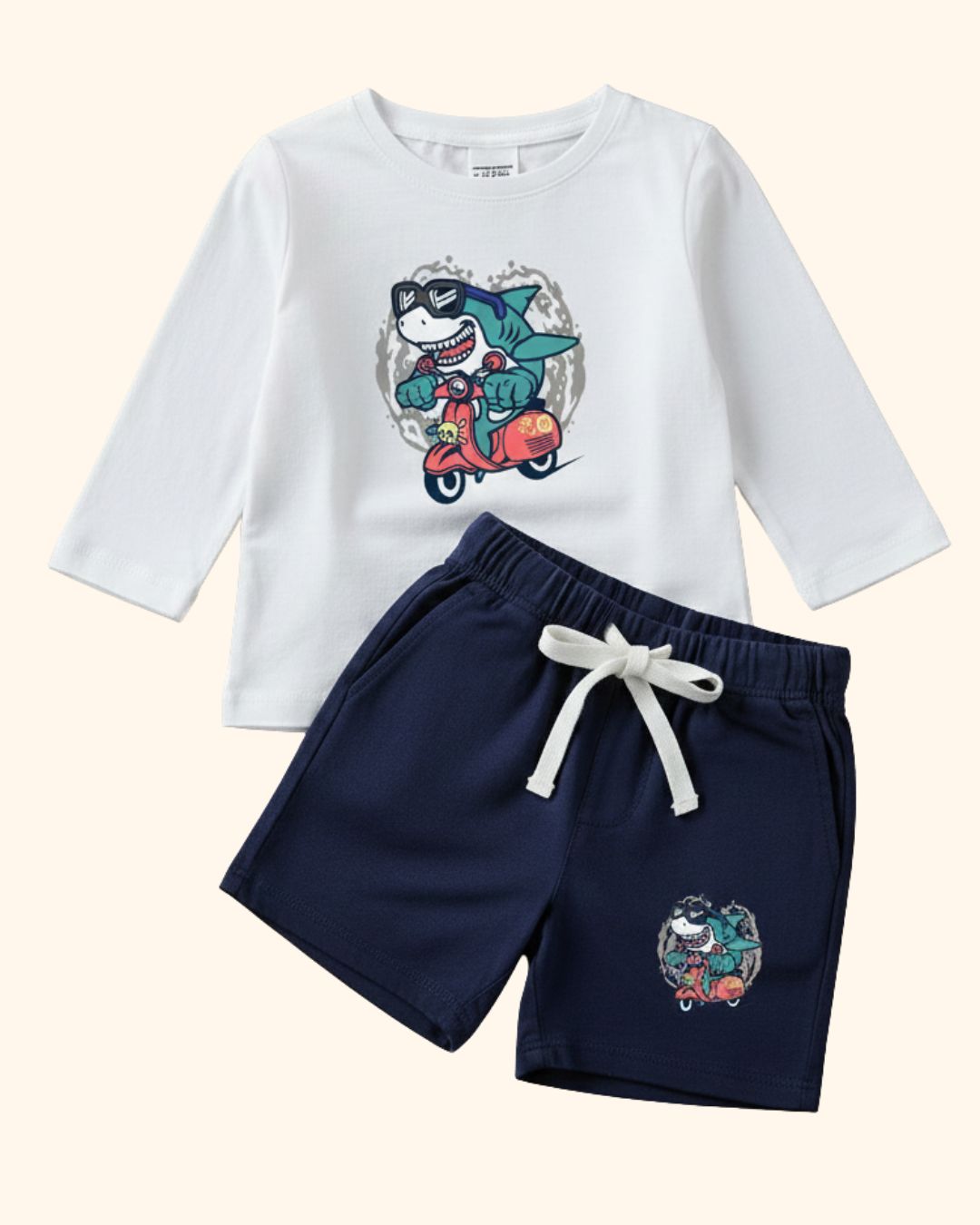 Full Sleeves T-Shirt & Shorts Set With Printing