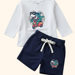 Full Sleeves T-Shirt & Shorts Set With Printing