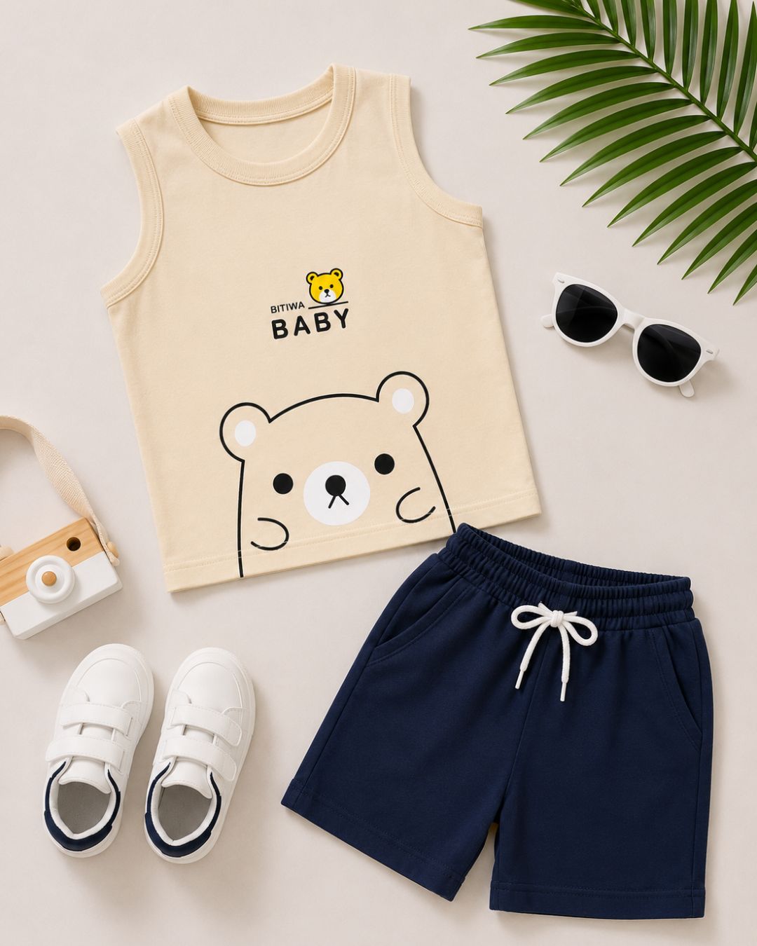 Sleeveless kids t shirt shorts set
