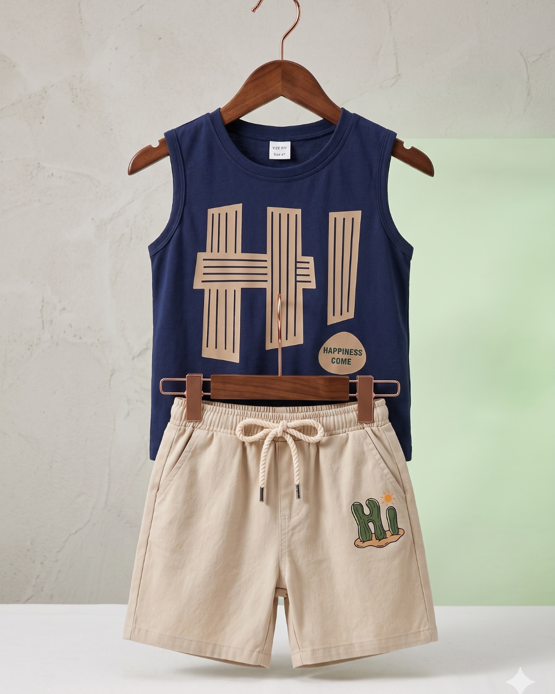 Casual Kids Sleeveless Tee With Short