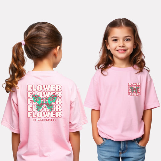 Girls Printed Oversized Cotton T-Shirt Pink Color