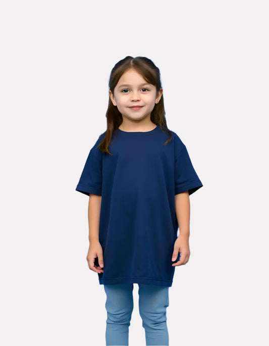 Girls Plain Extended Sleeves Oversized T-Shirt