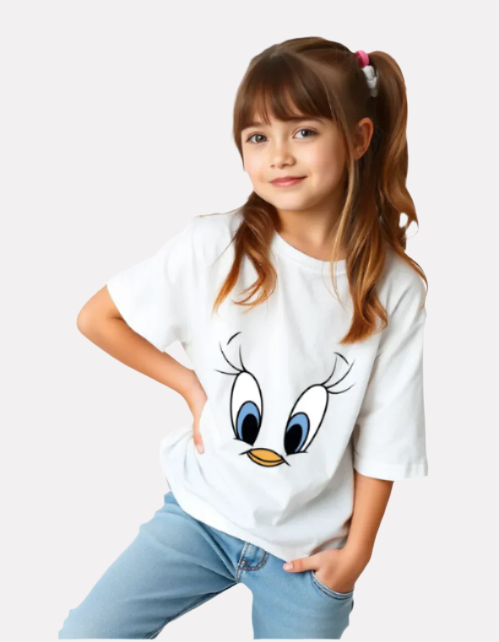 Girls Printed Extended Sleeves Oversized T-shirt