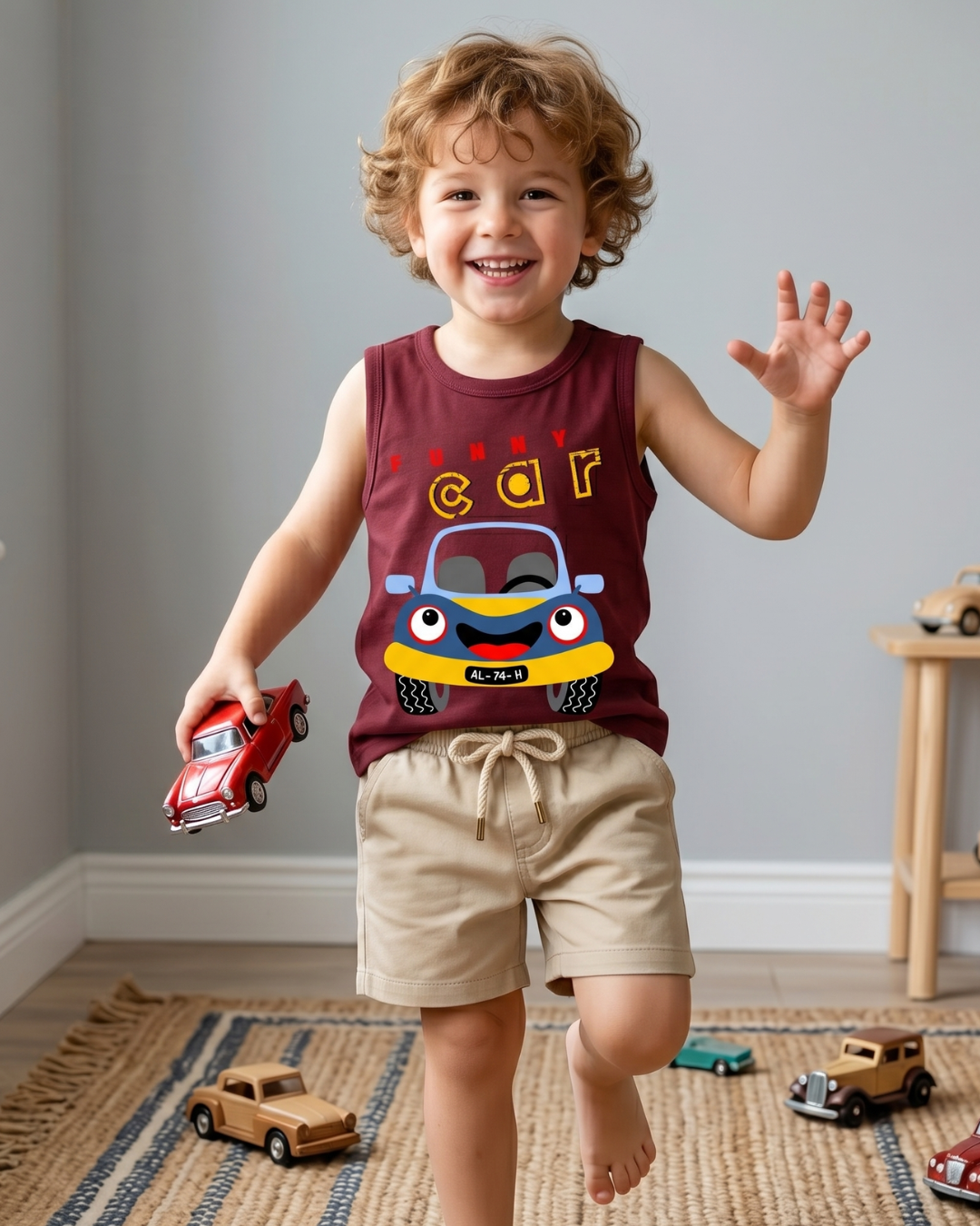 Casual Kids Sleeveless Tee With Short