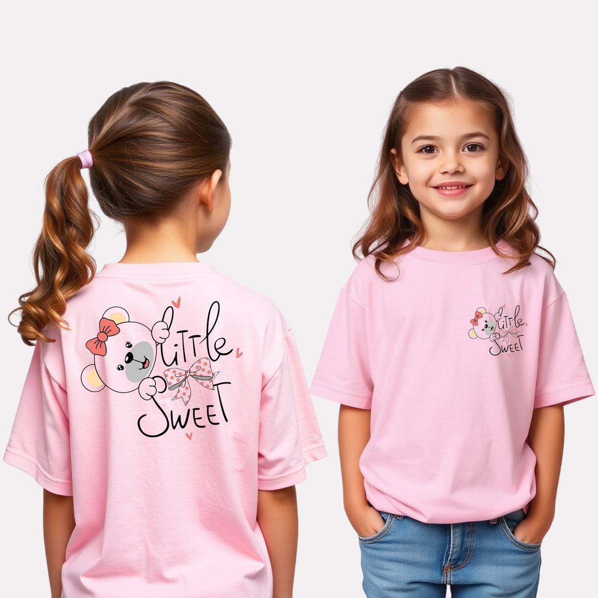 Girls Printed Oversized Cotton T-Shirt Pink Color