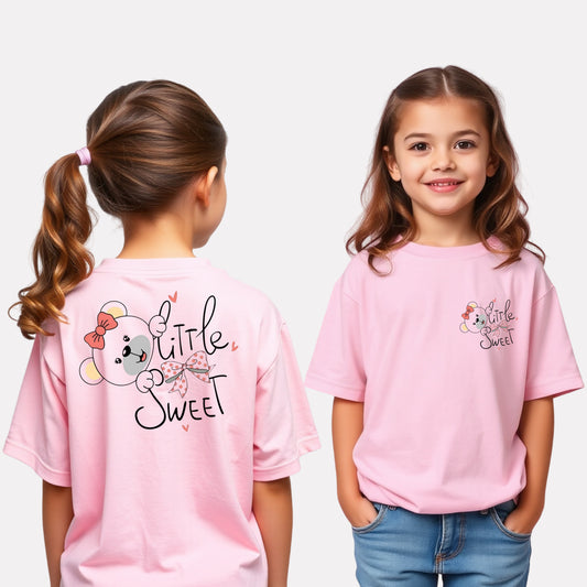 Girls Printed Oversized Cotton T-Shirt Pink Color