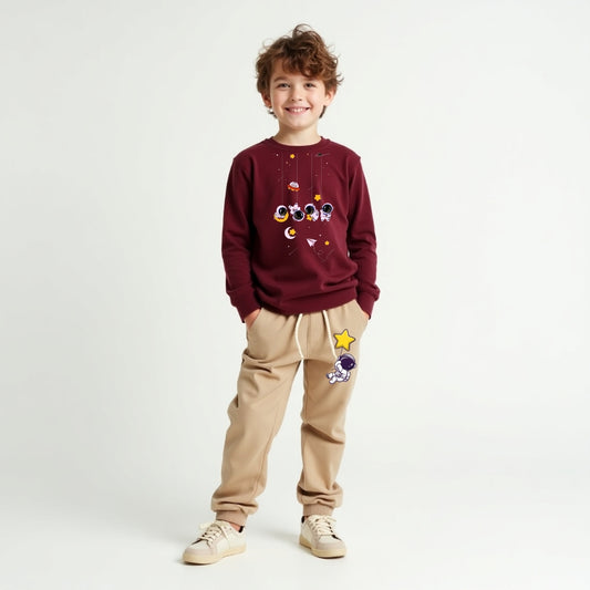 Co-ord Sets – Full Sleeve Edition (Maroon & Beige)