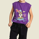 Kids Printed Sleeveless T-shirt with Shorts