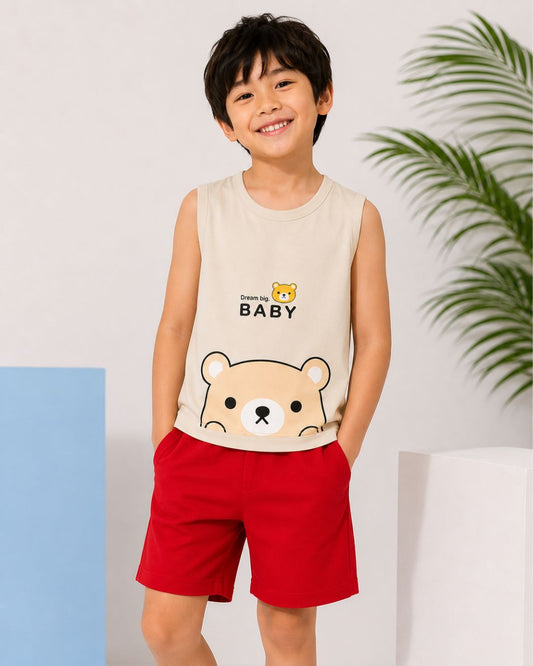 Sleeveless kids t shirt shorts set