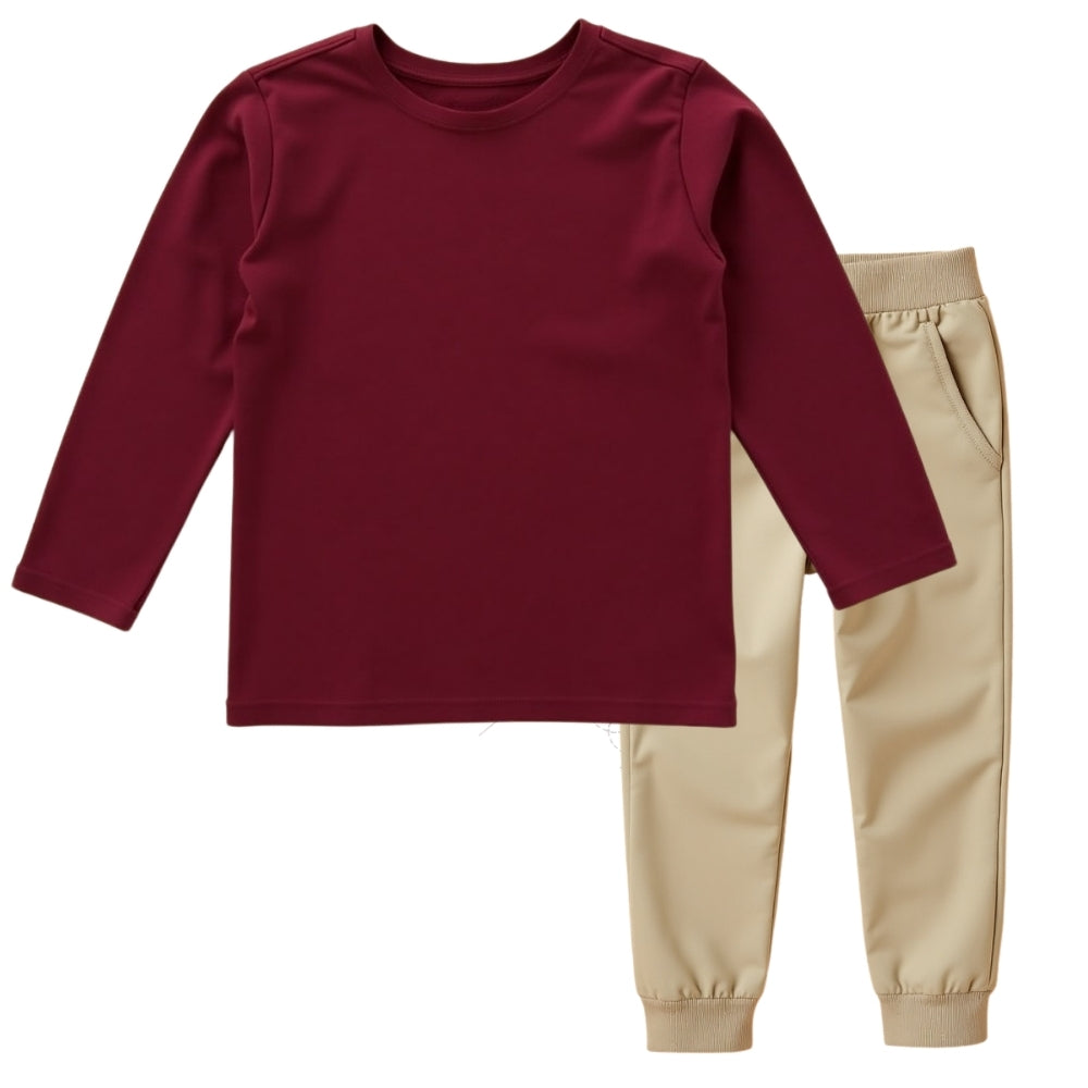 Track Style: T-Shirts-Pants (Maroon & Beige)