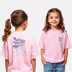 Girls Printed Oversized Cotton T-Shirt Pink Color