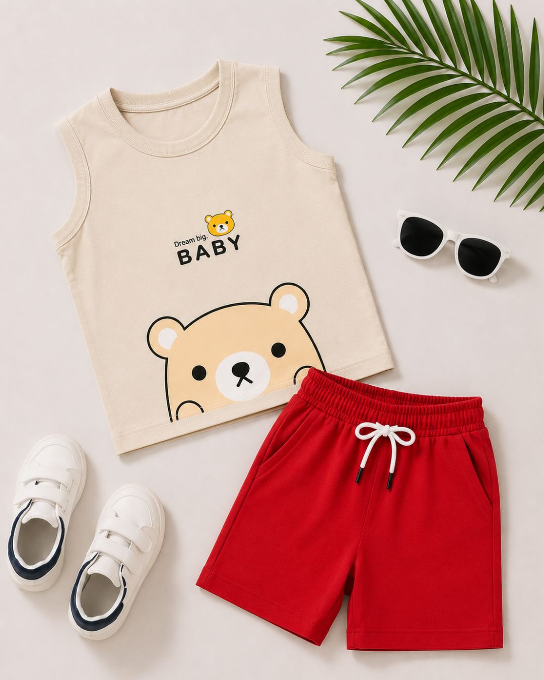 Sleeveless kids t shirt shorts set