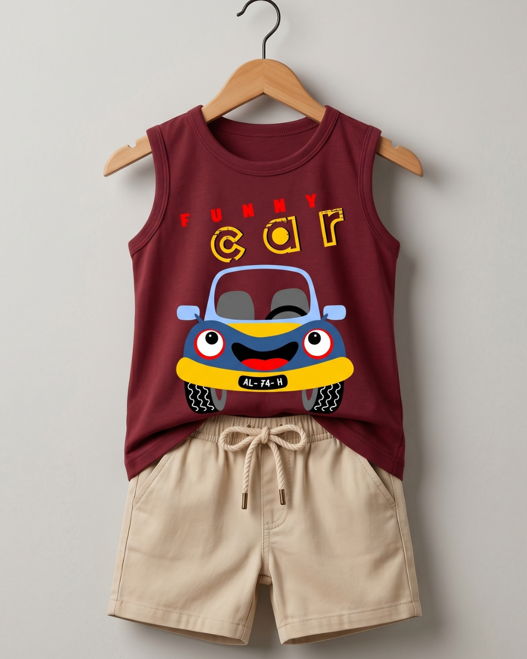Casual Kids Sleeveless Tee With Short